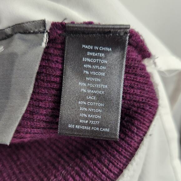 Simply Vera Vera Wang Purple Ribbed Layered Long Sleeve Sweater Womens Small S - Picture 4 of 4